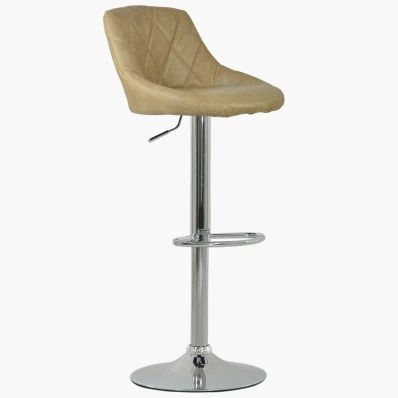 Flo Bar Stool Cream Leather & Chrome Base