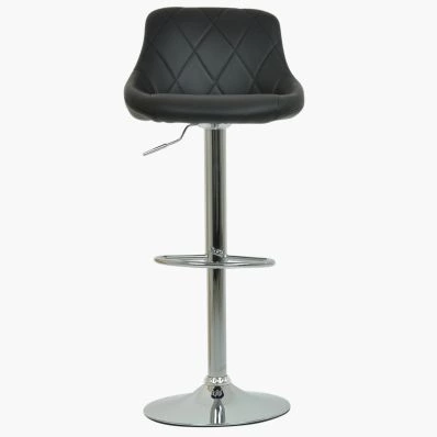 Flo Bar Stool Black Leather & Chrome Base