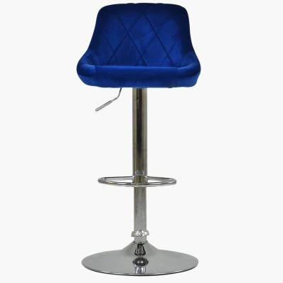 Flo Bar Stool Blue Velvet & Chrome Base