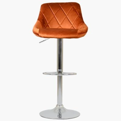 Flo Bar Stool Burnt Orange Velvet & Chrome Base