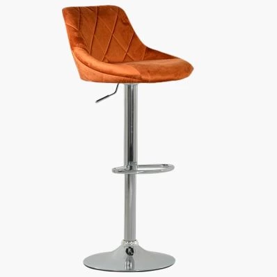 Flo Bar Stool Burnt Orange Velvet & Chrome Base