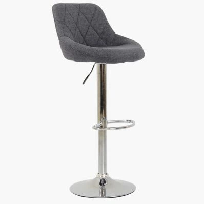 Flo Bar Stool Dark Grey Fabric & Chrome Base