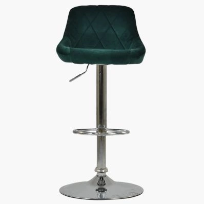 Flo Bar Stool Emerald Green Velvet & Chrome Base