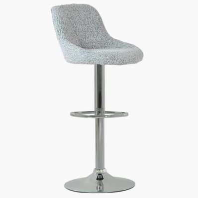 Flo Bar Stool Grey Boucle Fabric & Chrome Base