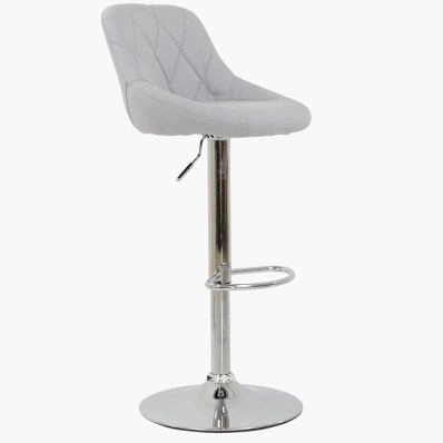 Flo Bar Stool Grey Fabric & Chrome Base