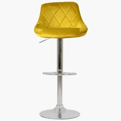 Flo Bar Stool Mustard Yellow Velvet & Chrome Base