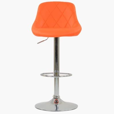 Flo Bar Stool Orange Leather & Chrome Base
