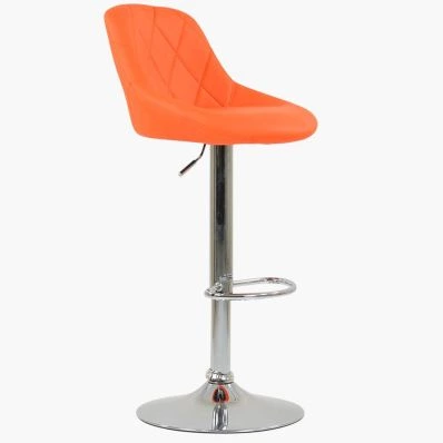 Flo Bar Stool Orange Leather & Chrome Base