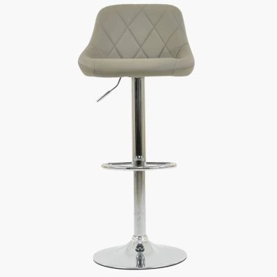 Flo Bar Stool Taupe Leather & Chrome Base