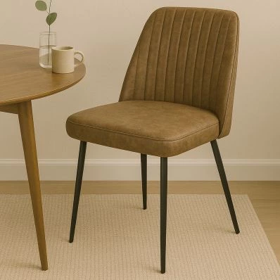 Flow Dining Chair Antique Brown Faux Leather & Black Leg