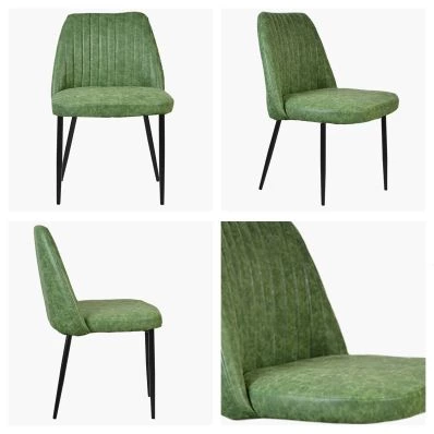 Flow Dining Chair Vintage Green Faux Leather & Black Leg