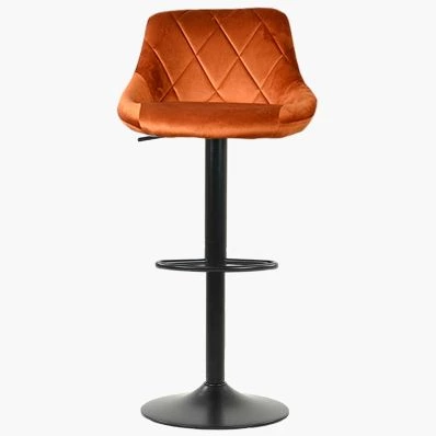 Fleur Bar Stool Burnt Orange Velvet & Black Base