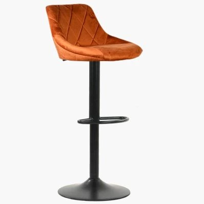 Fleur Bar Stool Burnt Orange Velvet & Black Base