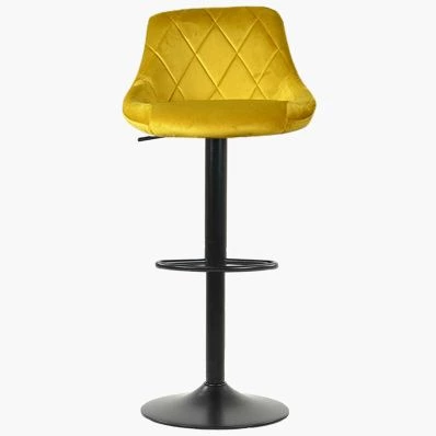 Fleur Bar Stool Mustard Yellow Velvet & Black Base