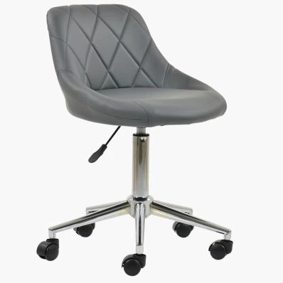 Flux Office Chair Dark Grey Faux Leather & Chrome