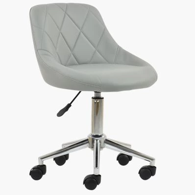 Flux Office Chair Grey Faux Leather & Chrome