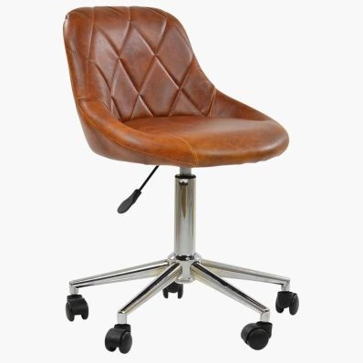 Flux Office Chair Vintage Brown Faux Leather & Chrome