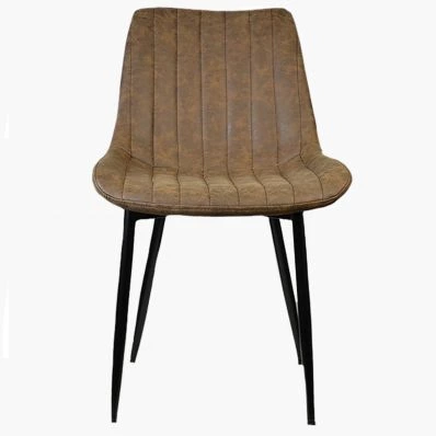Franca Dining Chair Aged Brown Faux Leather & Black Legs