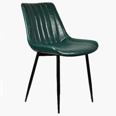 Franca Dining Chair Bottle Green Faux Leather & Black Legs