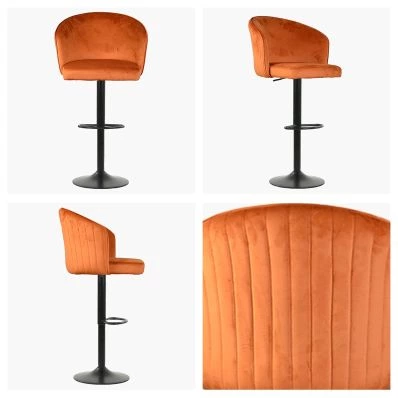 Franklin Bar Stool Burnt Orange Velvet & Black Base