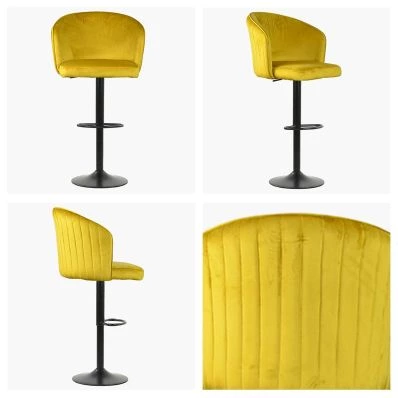Franklin Bar Stool Mustard Velvet & Black Base