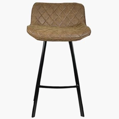 Franz Bar Stool Aged Brown Leather & Black Leg 75cm