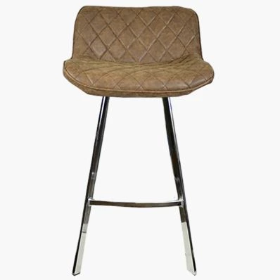 Franz Bar Stool Aged Brown Leather & Chrome Leg 75cm