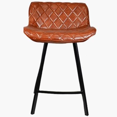 Franz Bar Stool Tan Brown Leather & Black Leg 65cm