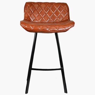 Franz Bar Stool Tan Brown Leather & Black Leg 75cm