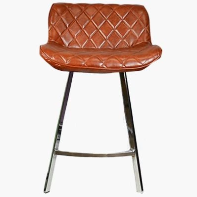 Franz Bar Stool Tan Brown Leather & Chrome Leg 65cm