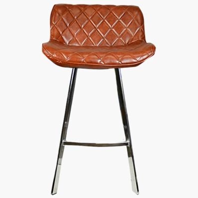 Franz Bar Stool Tan Brown Leather & Chrome Leg 75cm