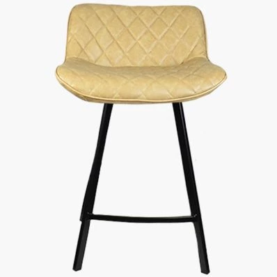 Franz Bar Stool Beige Cream Leather & Black Leg 65cm