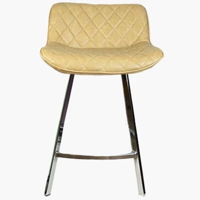 Franz Bar Stool Beige Cream Leather & Chrome Leg 65cm