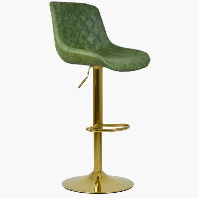 Graf Bar Stool Vintage Green Leather & Gold Base