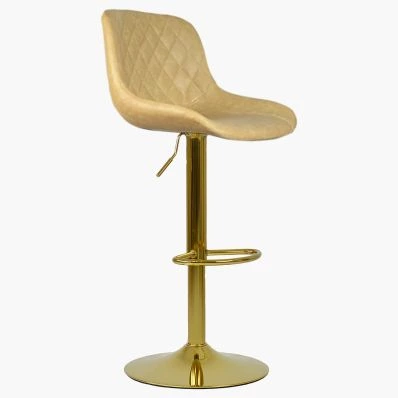 Graf Bar Stool Cream Leather & Gold Base