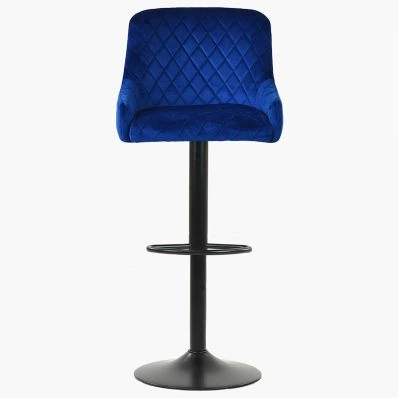 Greenwich Bar Stool Blue Velvet & Black Base