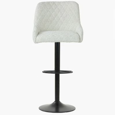 Greenwich Bar Stool Cream Boucle Fabric & Black Base