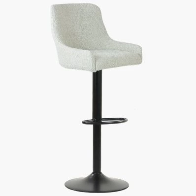 Greenwich Bar Stool Cream Boucle Fabric & Black Base