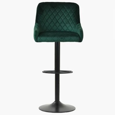 Greenwich Bar Stool Emerald Green Velvet & Black Base