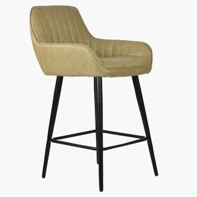 Hamilton Bar Stool Cream Leather & Black Leg