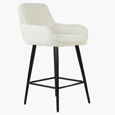 Hamilton Bar Stool Cream Boucle Fabric & Black Leg