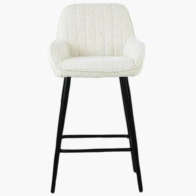 Hamilton Bar Stool Cream Boucle Fabric & Black Leg