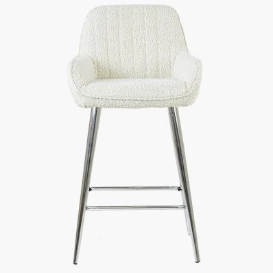 Hamilton Bar Stool Cream Boucle Fabric & Chrome Leg