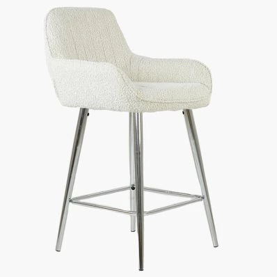 Hamilton Bar Stool Cream Boucle Fabric & Chrome Leg