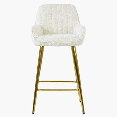 Hamilton Bar Stool Cream Boucle Fabric & Gold Leg