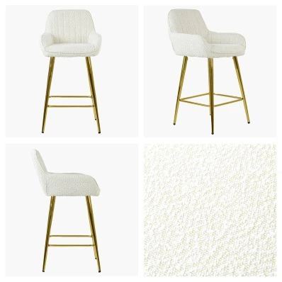 Hamilton Bar Stool Cream Boucle Fabric & Gold Leg
