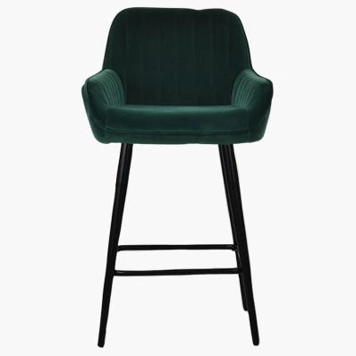 Hamilton Bar Stool Emerald Green Velvet & Black Leg