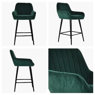 Hamilton Bar Stool Emerald Green Velvet & Black Leg