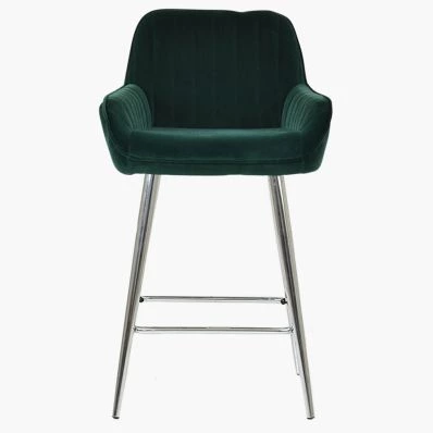 Hamilton Bar Stool Emerald Green Velvet & Chrome Leg