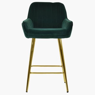 Hamilton Bar Stool Emerald Green Velvet & Gold Leg